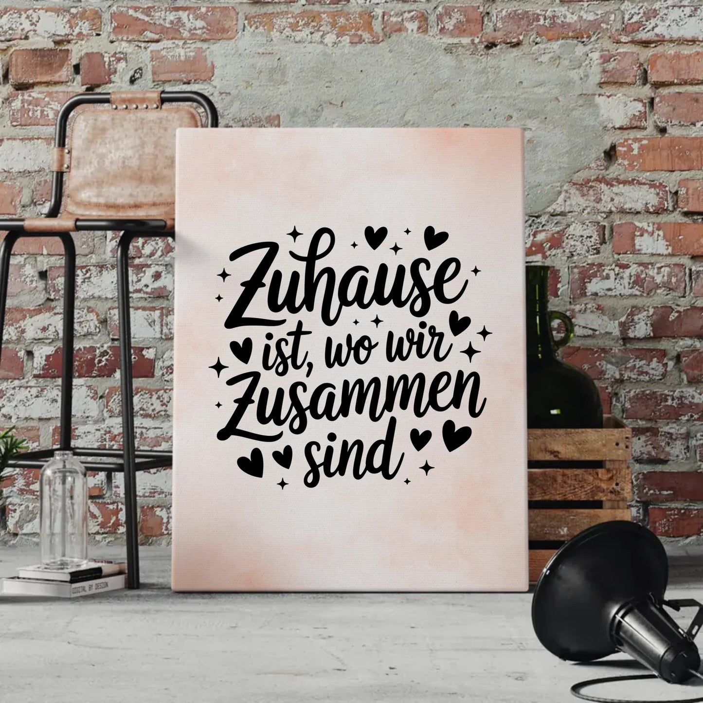 Spruch Leinwand Zuhause ist wo wir zusammen sind personalisiert