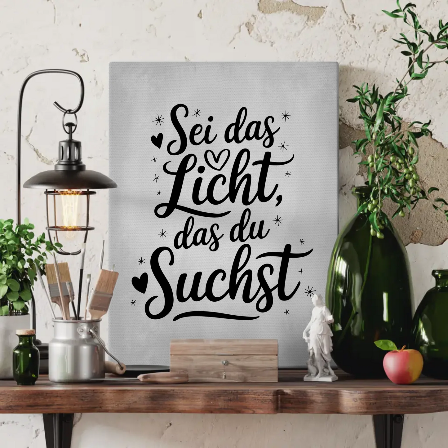 Personalisierte Sprüche Leinwand Sei das Licht das du suchst