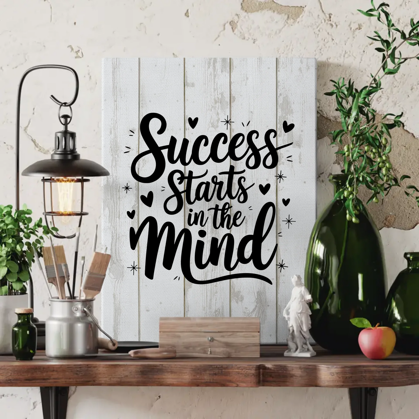 Leinwand Mit Spruch Success starts in the mind Geschenkidee