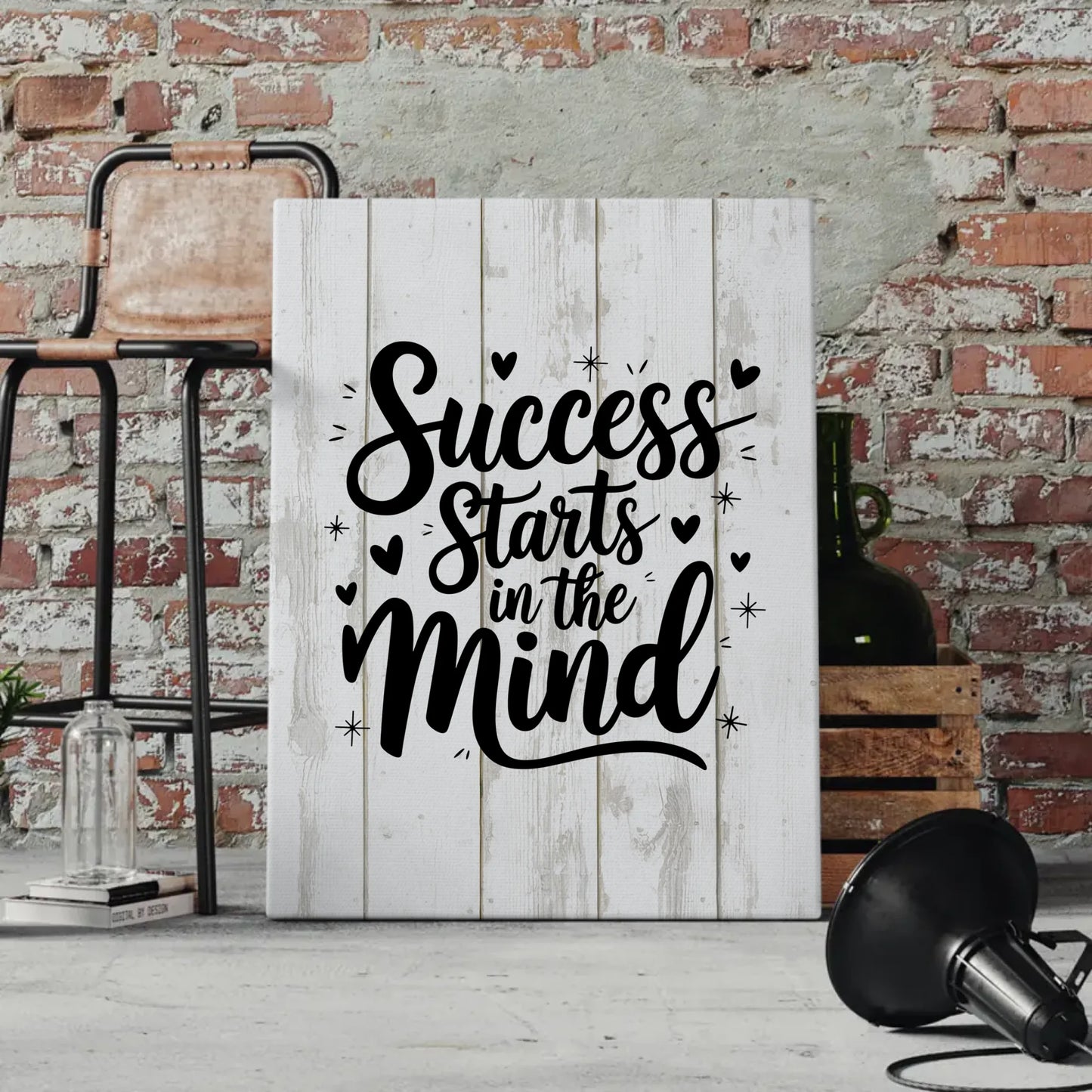 Leinwand Mit Spruch Success starts in the mind Geschenkidee