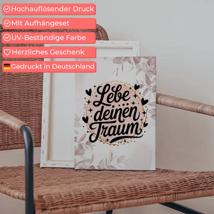 Sprüche Leinwand Lebe deinen Traum personalisierte Geschenke