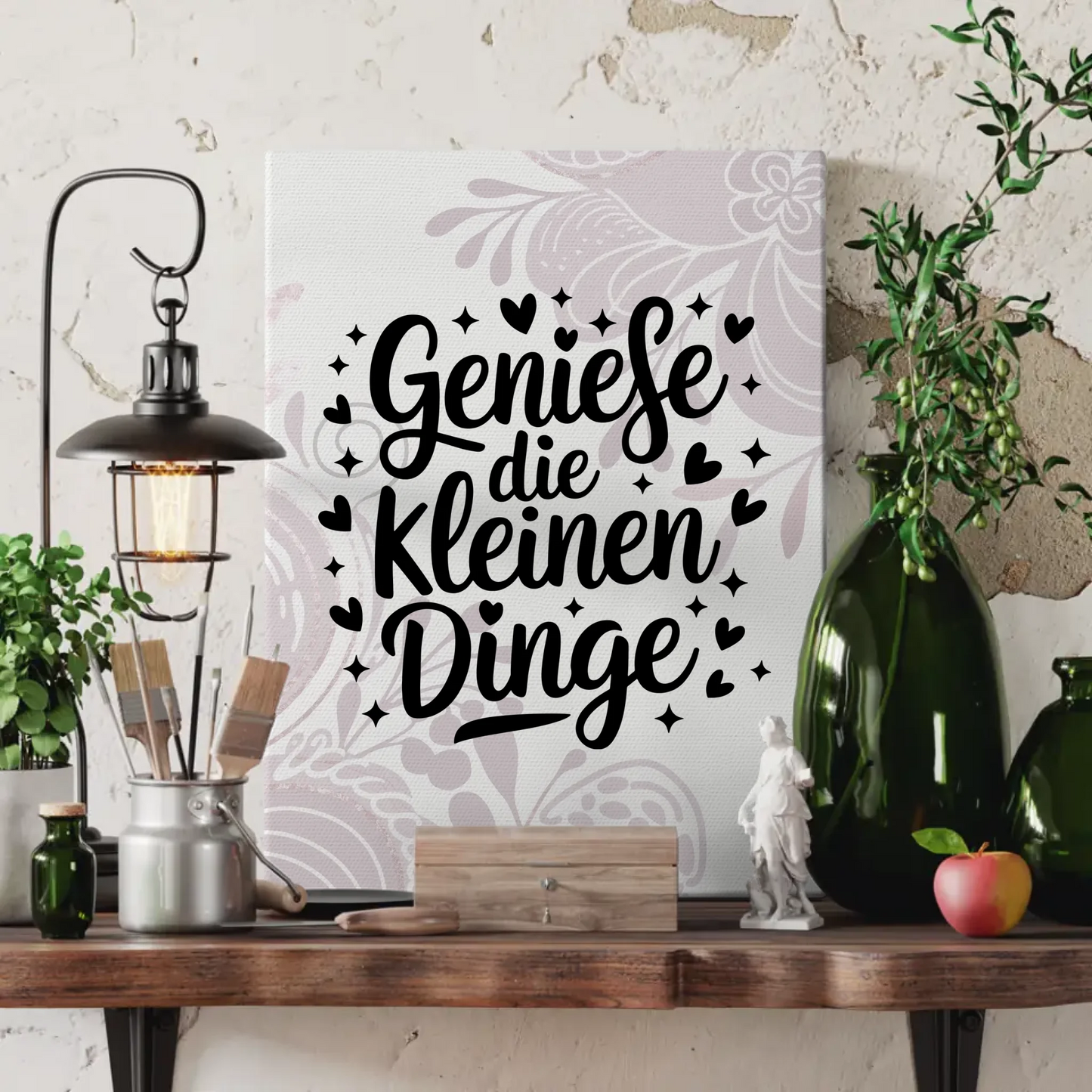 Leinwand Mit Spruch Genieße die kleinen Dinge für Dich