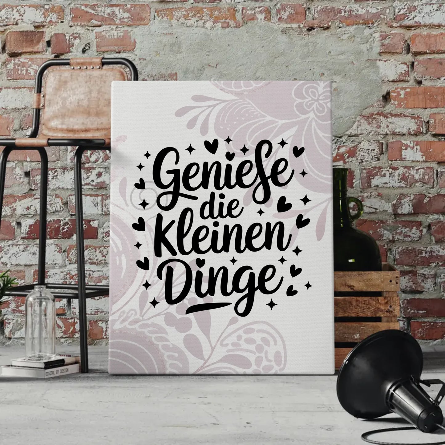 Leinwand Mit Spruch Genieße die kleinen Dinge für Dich