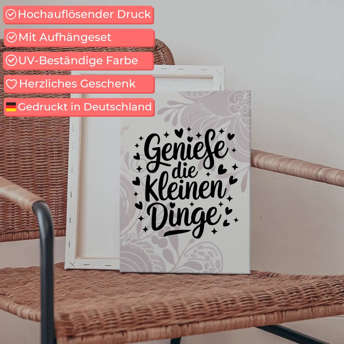 Leinwand Mit Spruch Genieße die kleinen Dinge für Dich