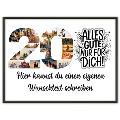 Personalisiertes Poster Wunschtext 20 Geburtstag Alles Gute für Dich