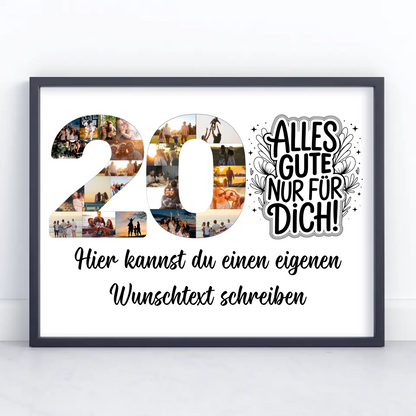 Personalisiertes Poster Wunschtext 20 Geburtstag Alles Gute für Dich