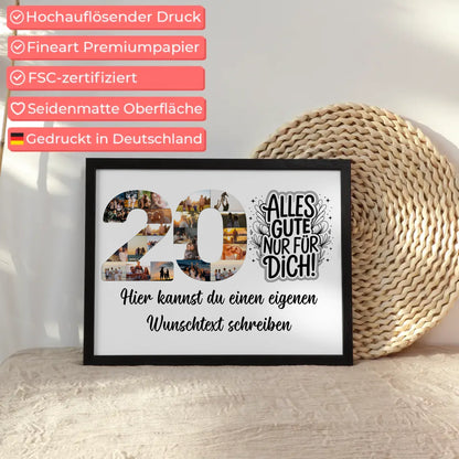 Personalisiertes Poster Wunschtext 20 Geburtstag Alles Gute für Dich