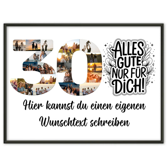 Personalisiertes Poster Wunschtext 30 Geburtstag Alles Gute für Dich