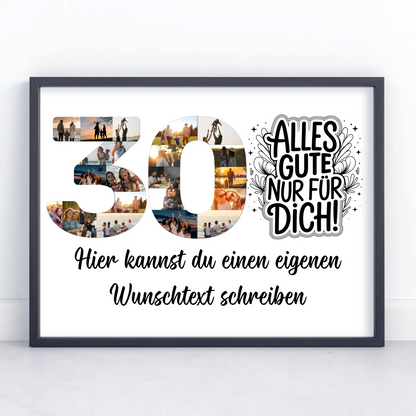 Personalisiertes Poster Wunschtext 30 Geburtstag Alles Gute für Dich