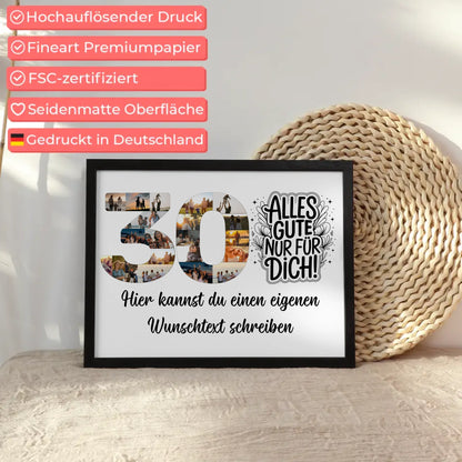 Personalisiertes Poster Wunschtext 30 Geburtstag Alles Gute für Dich