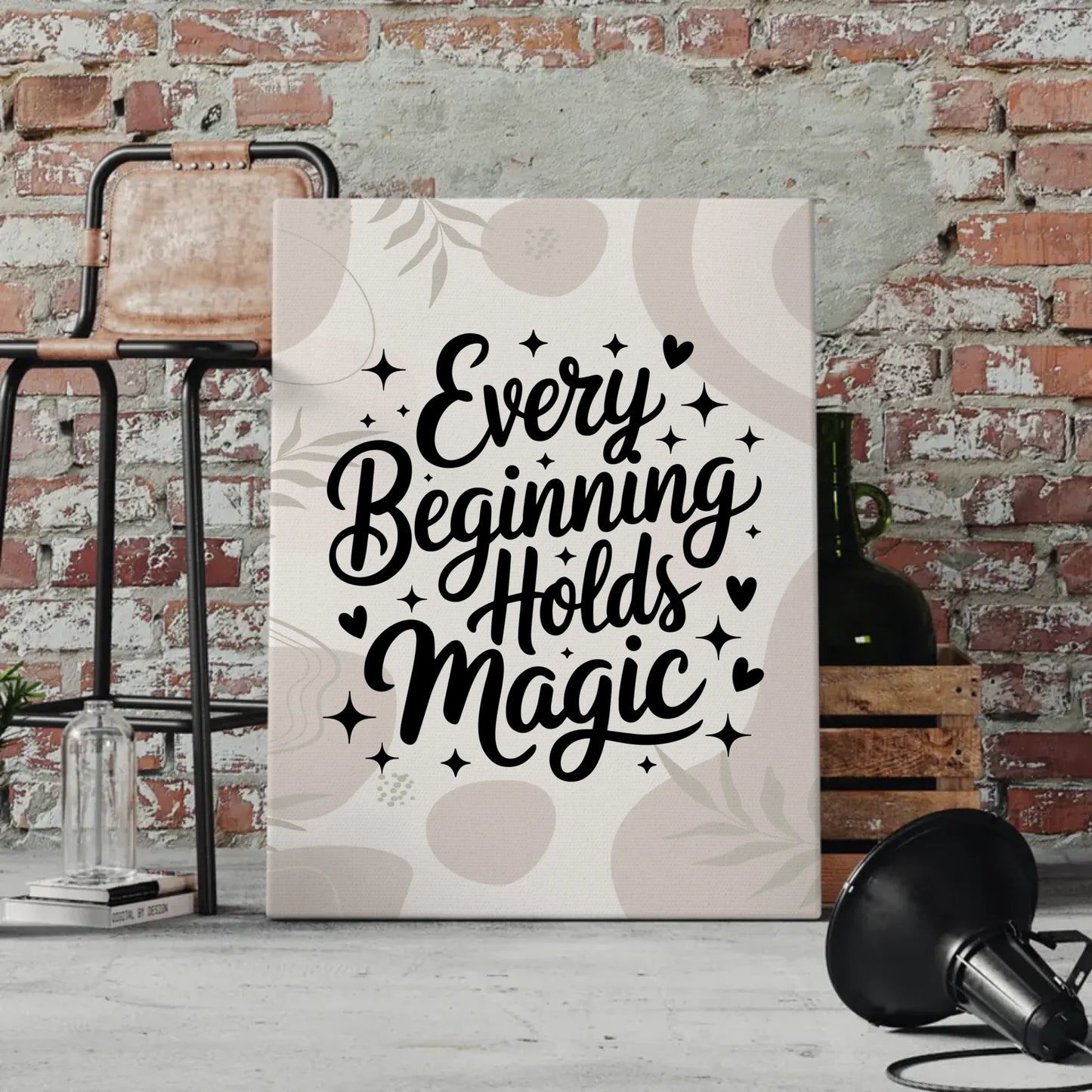 Personalisierte Sprüche Leinwand Every beginning holds magic