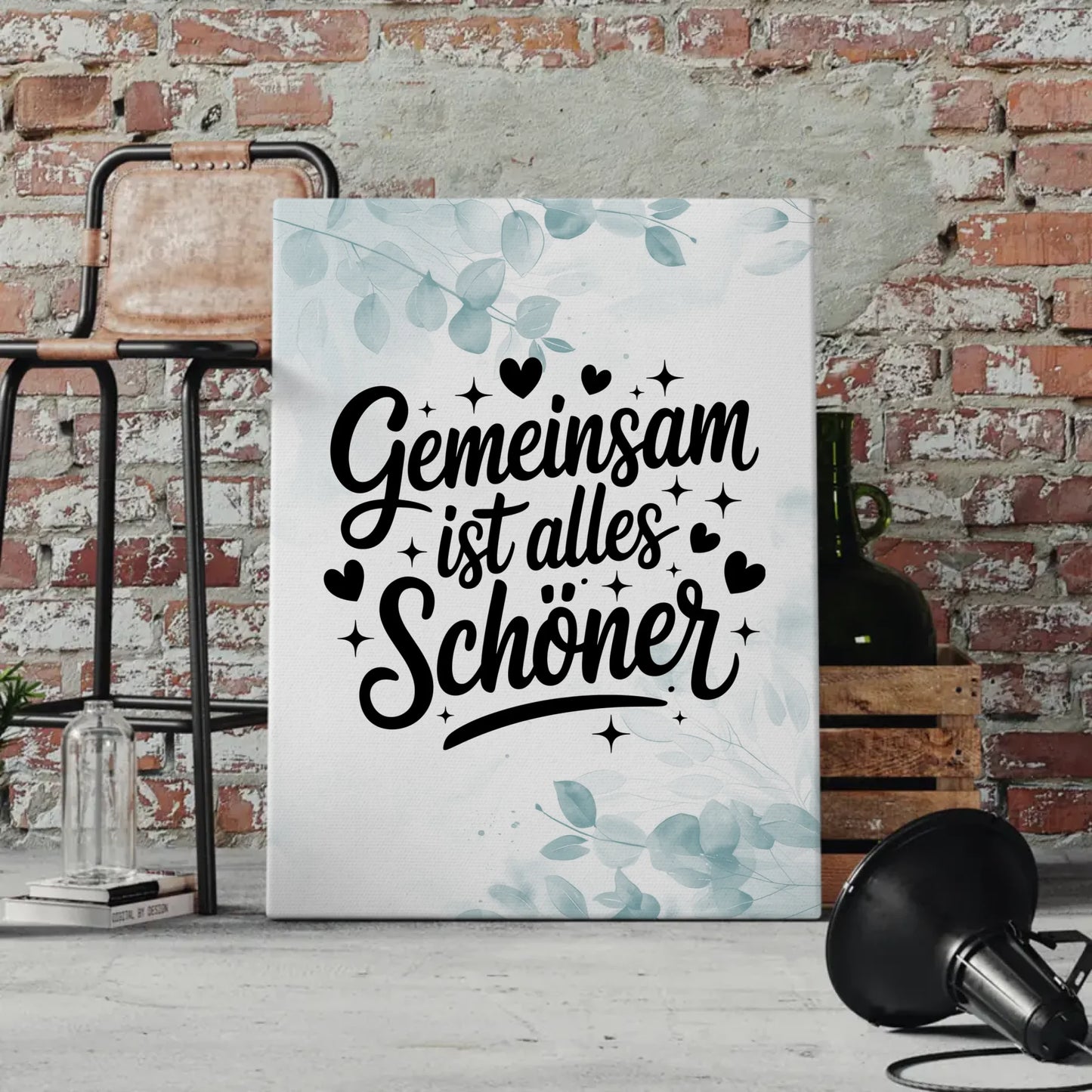 Leinwand mit Spruch Gemeinsam ist alles schöner personalisiert