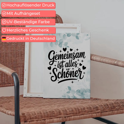 Leinwand mit Spruch Gemeinsam ist alles schöner personalisiert
