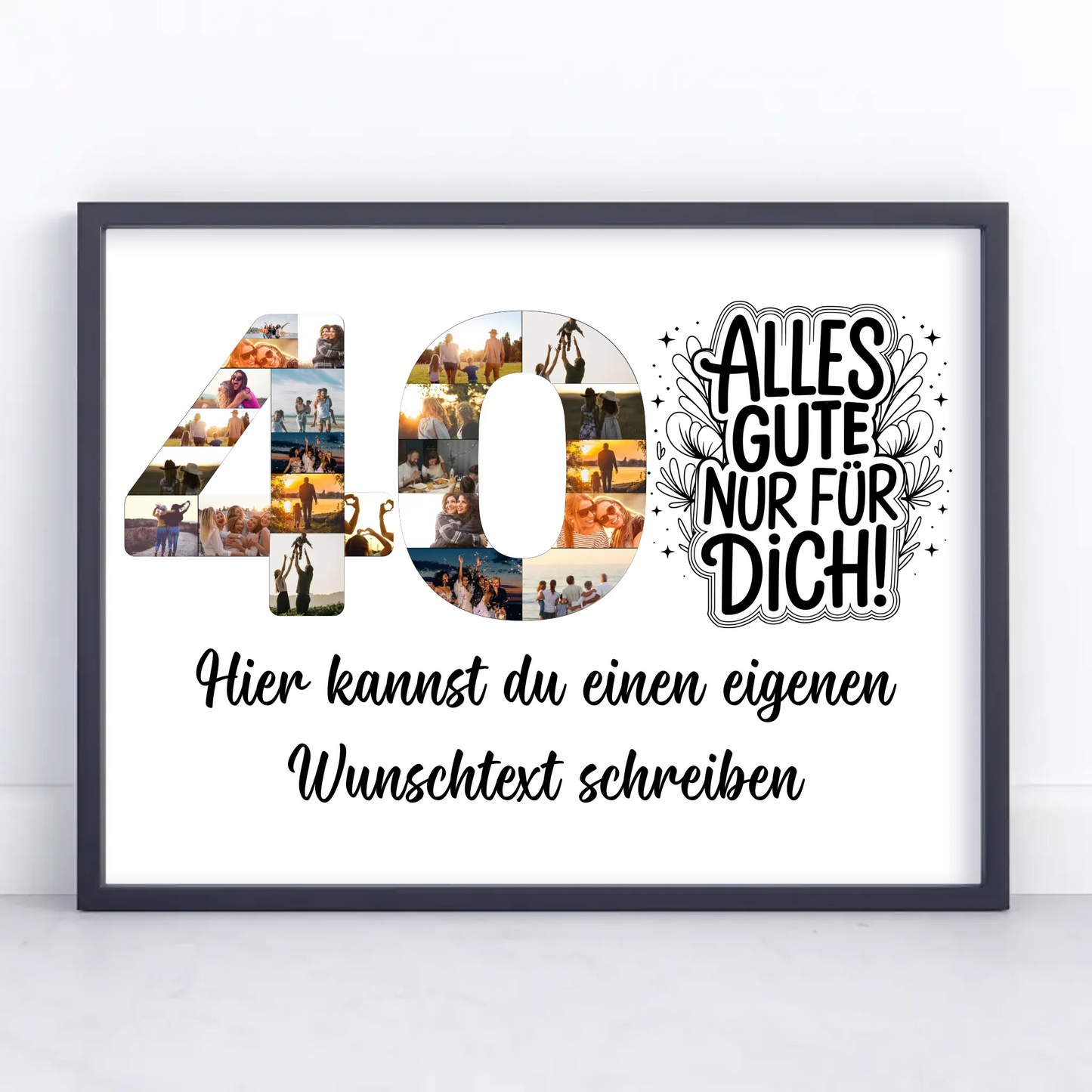 Personalisiertes Poster Wunschtext 40 Geburtstag Alles Gute für Dich