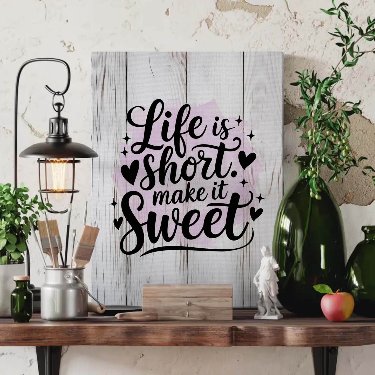 Personalisierte Spruch Leinwand Life is short Make it sweet