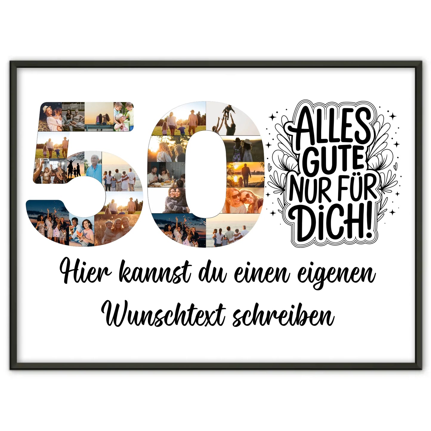 Personalisiertes Poster Wunschtext 50 Geburtstag Alles Gute für Dich