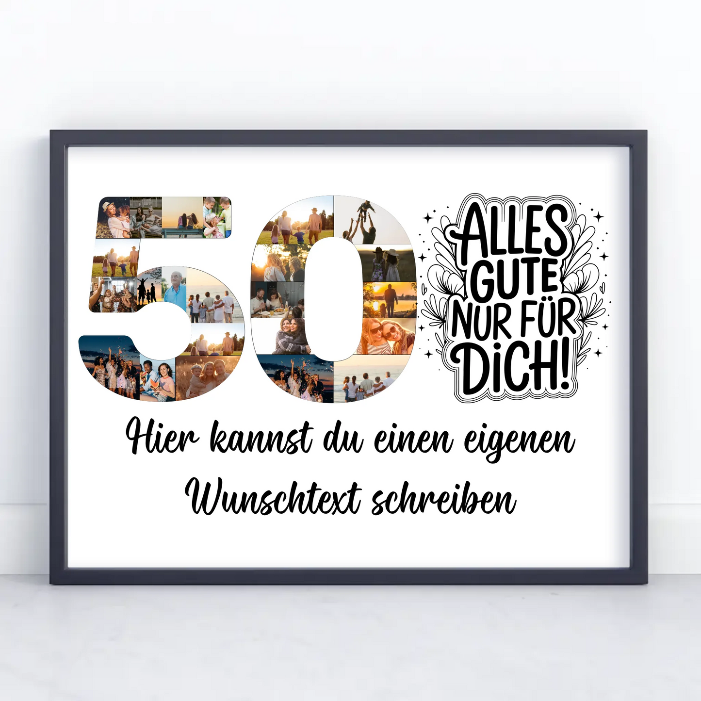 Personalisiertes Poster Wunschtext 50 Geburtstag Alles Gute für Dich