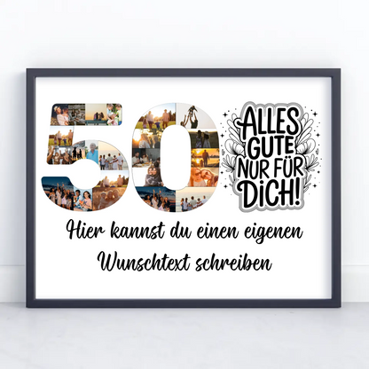 Personalisiertes Poster Wunschtext 50 Geburtstag Alles Gute für Dich