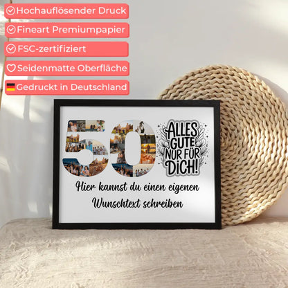 Personalisiertes Poster Wunschtext 50 Geburtstag Alles Gute für Dich