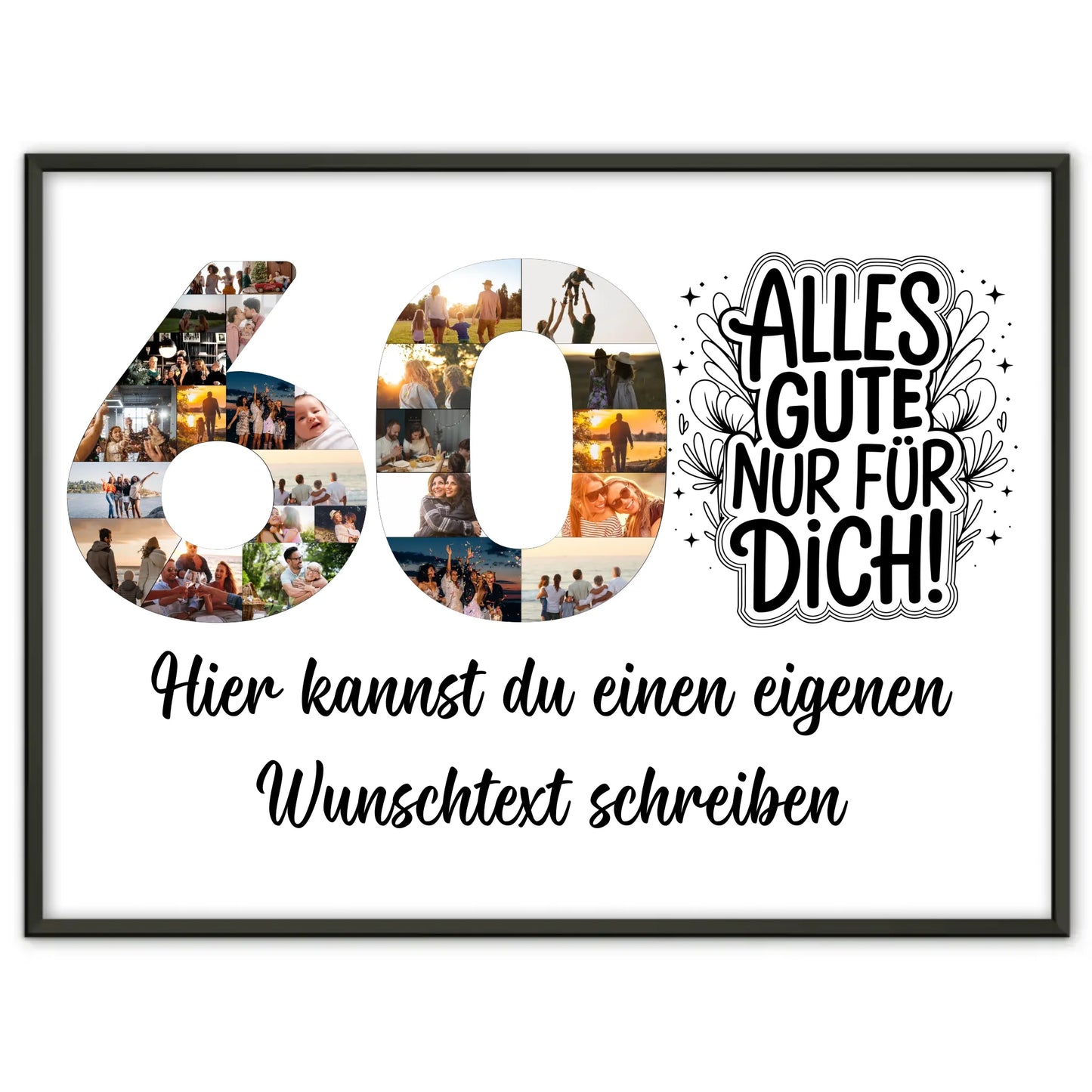 Personalisiertes Poster Wunschtext 60 Geburtstag Alles Gute für Dich
