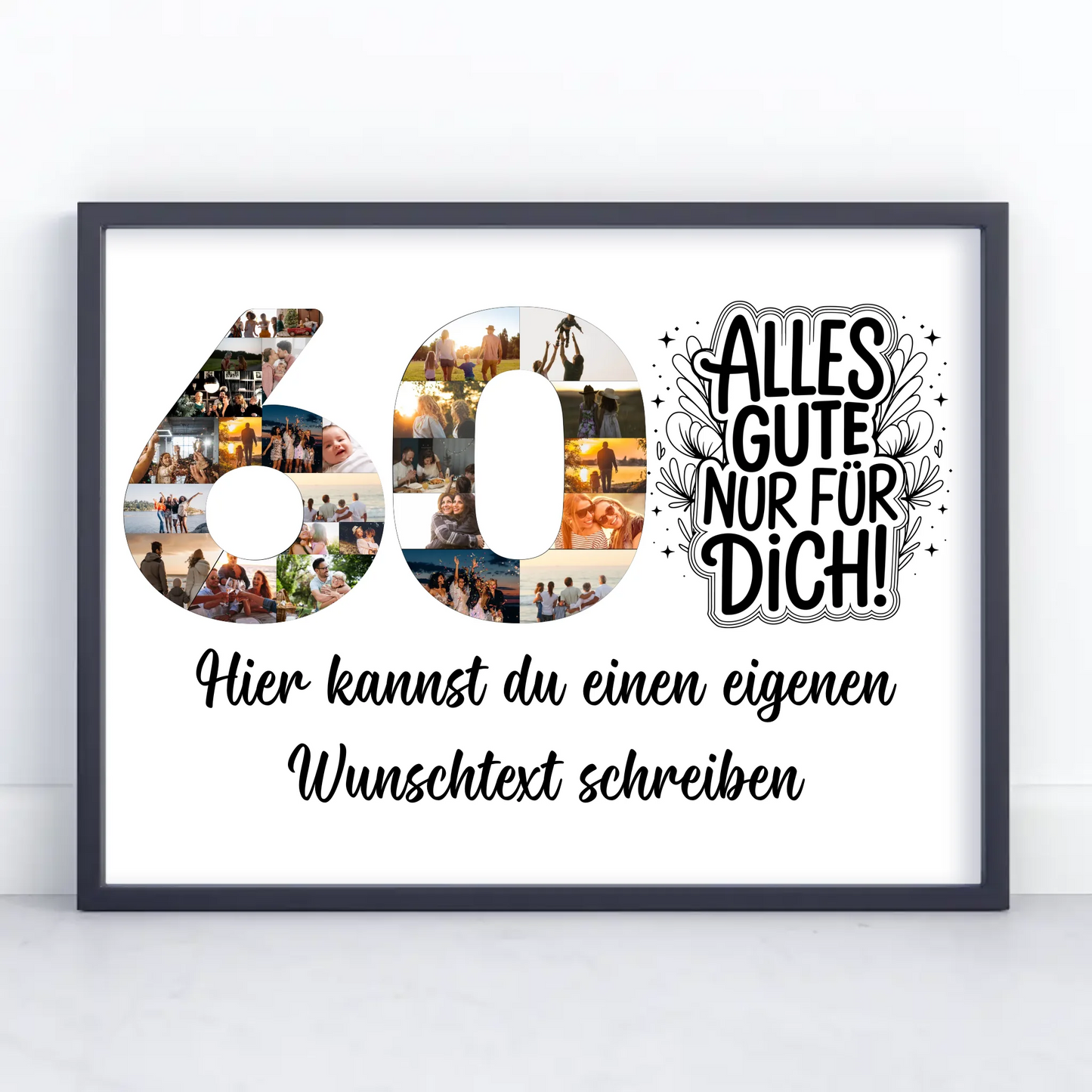 Personalisiertes Poster Wunschtext 60 Geburtstag Alles Gute für Dich