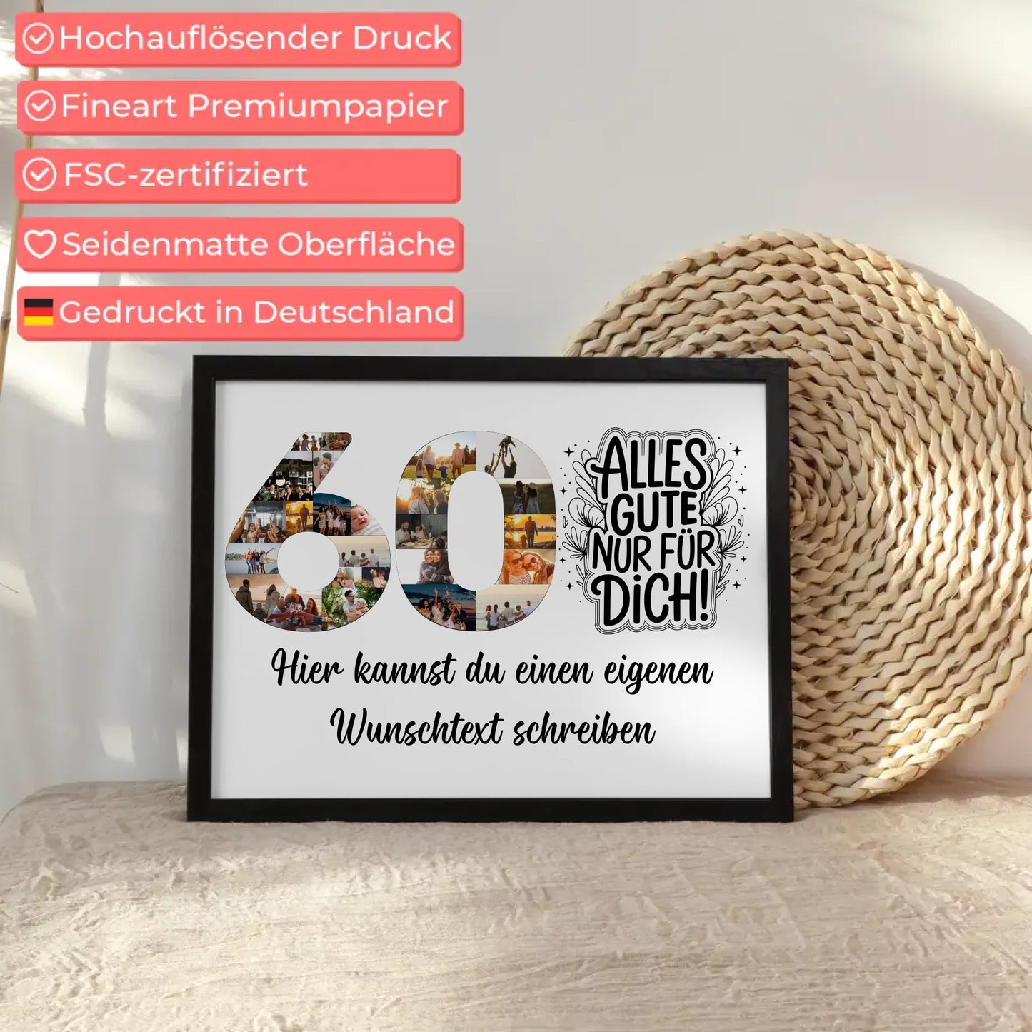 Personalisiertes Poster Wunschtext 60 Geburtstag Alles Gute für Dich