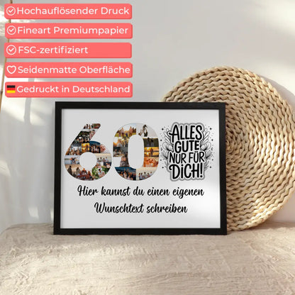 Personalisiertes Poster Wunschtext 60 Geburtstag Alles Gute für Dich