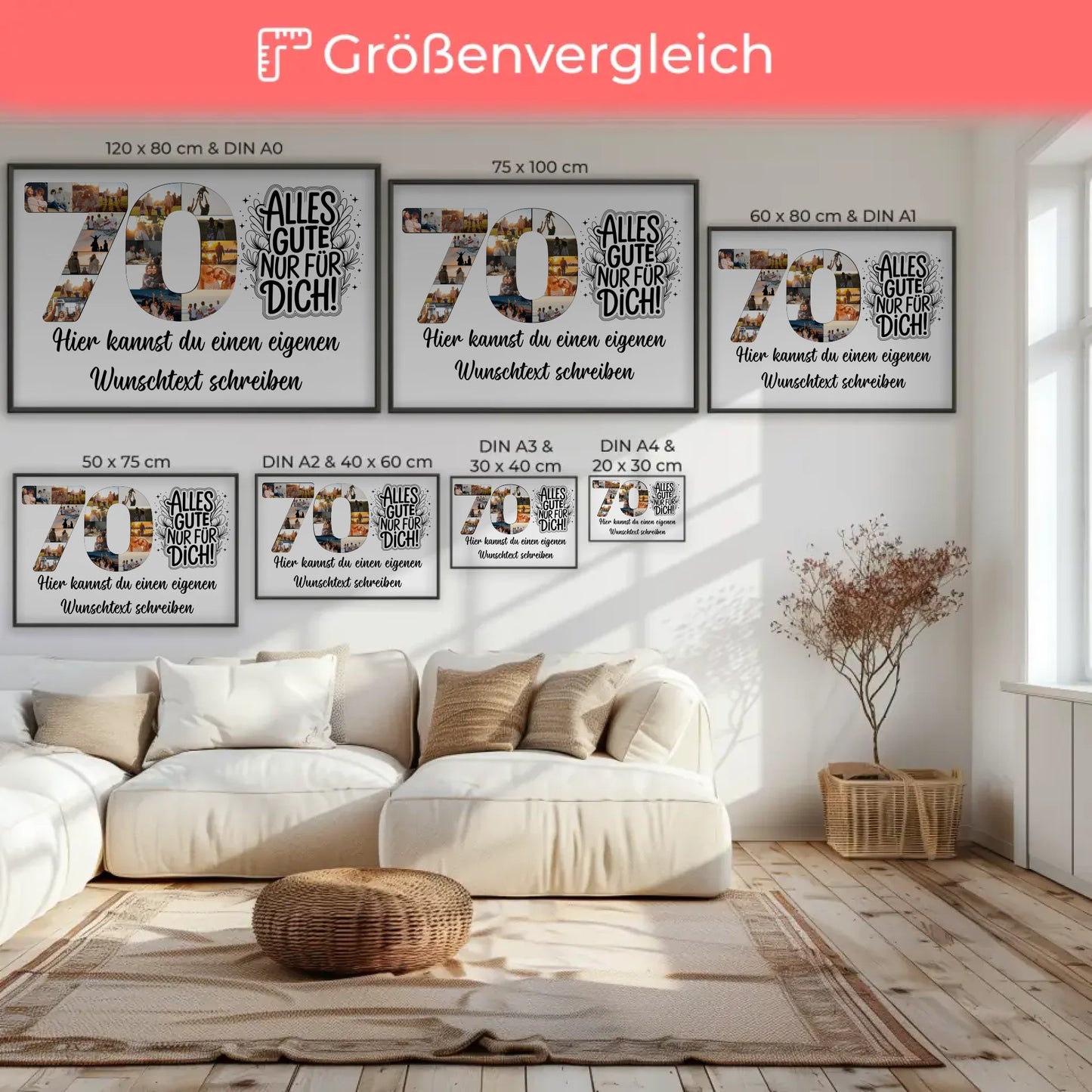 Personalisiertes Poster Wunschtext 70 Geburtstag Alles Gute
