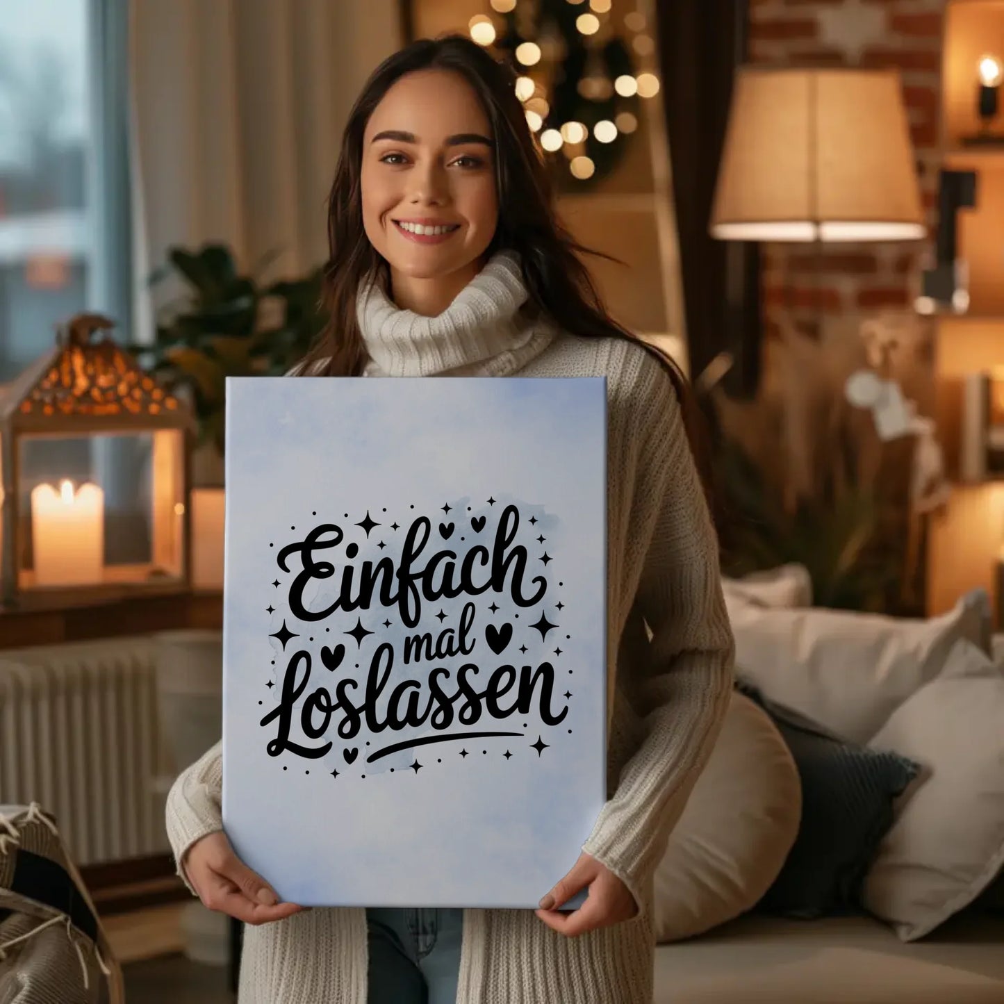 Persönliche Sprüche Leinwand Einfach mal loslassen Geschenk