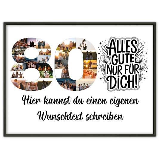 Personalisiertes Poster Wunschtext 80 Geburtstag Alles Gute für Dich
