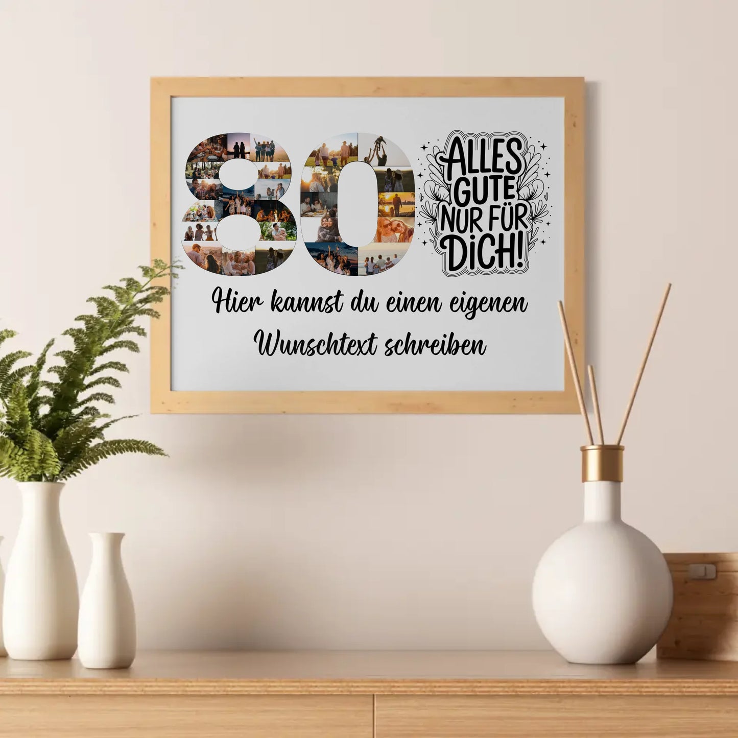 Personalisiertes Poster Wunschtext 80 Geburtstag Alles Gute für Dich