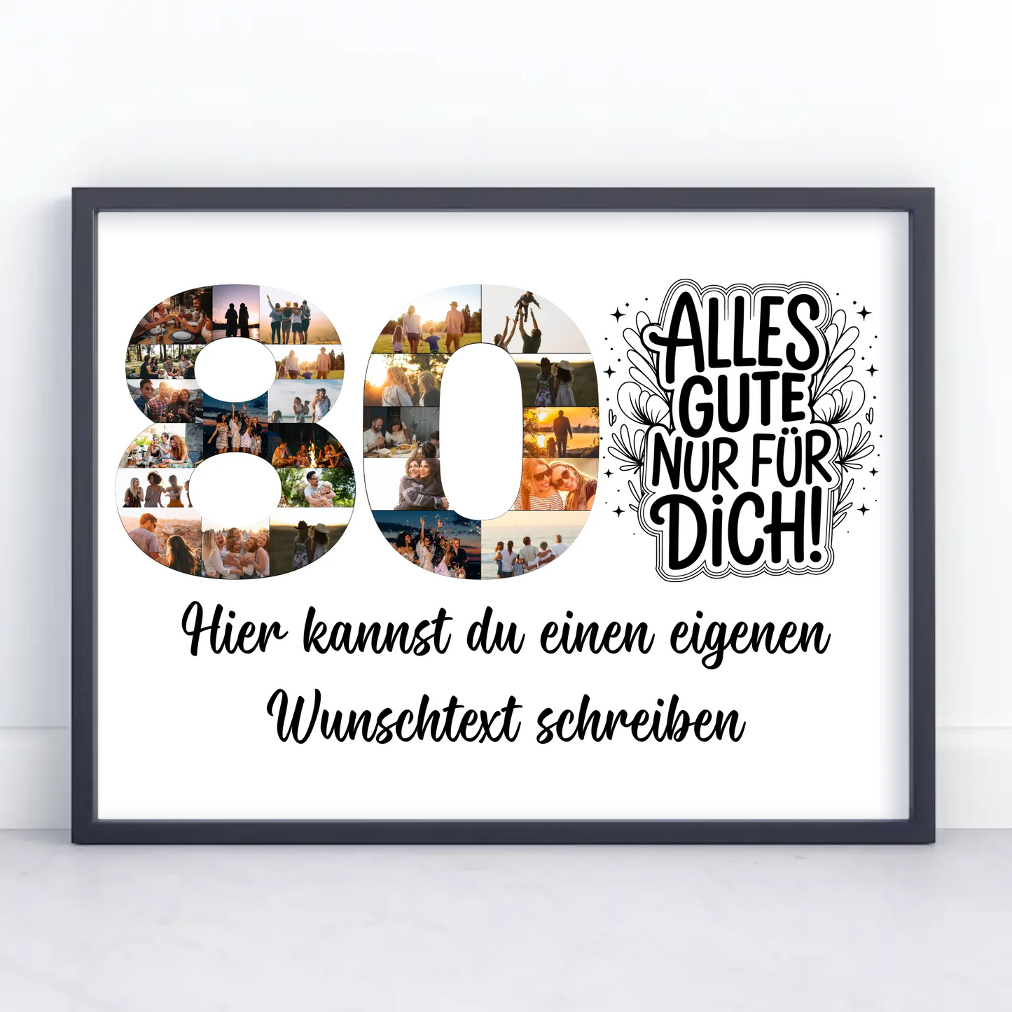 Personalisiertes Poster Wunschtext 80 Geburtstag Alles Gute für Dich