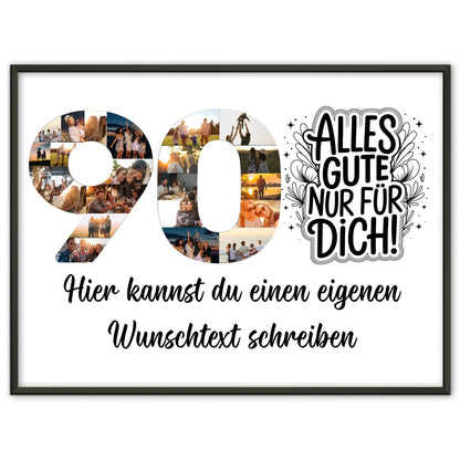 Personalisiertes Poster mit Wunschtext zum 90 Geburtstag Alles Gute für Dich