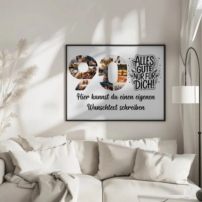 Personalisiertes Poster mit Wunschtext zum 90 Geburtstag Alles Gute für Dich