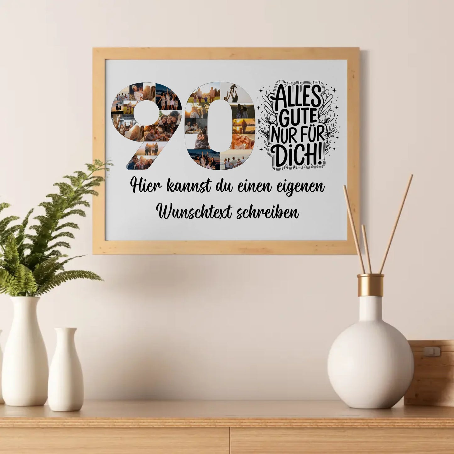 Personalisiertes Poster mit Wunschtext zum 90 Geburtstag Alles Gute für Dich