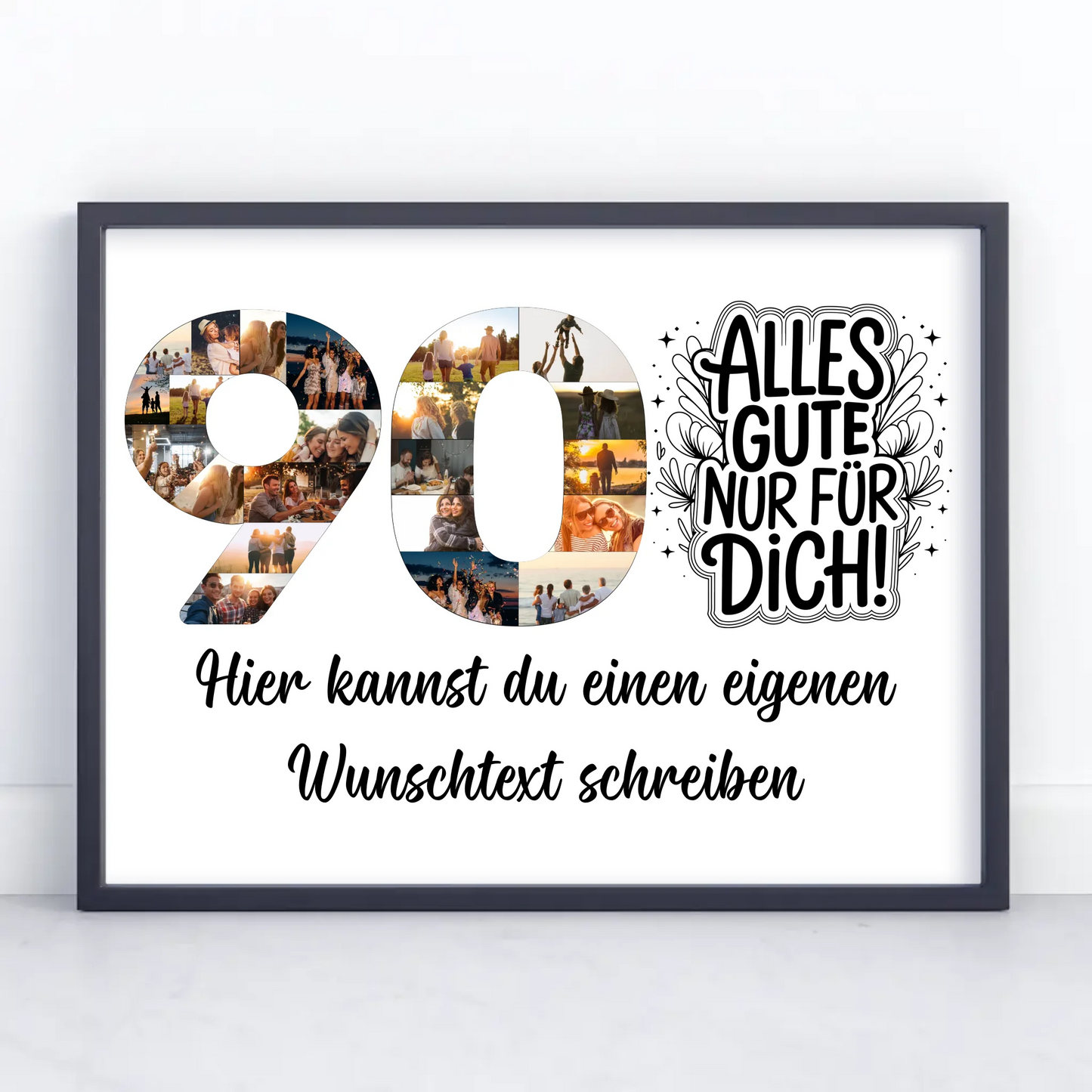 Personalisiertes Poster mit Wunschtext zum 90 Geburtstag Alles Gute für Dich