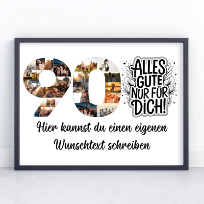 Personalisiertes Poster mit Wunschtext zum 90 Geburtstag Alles Gute für Dich