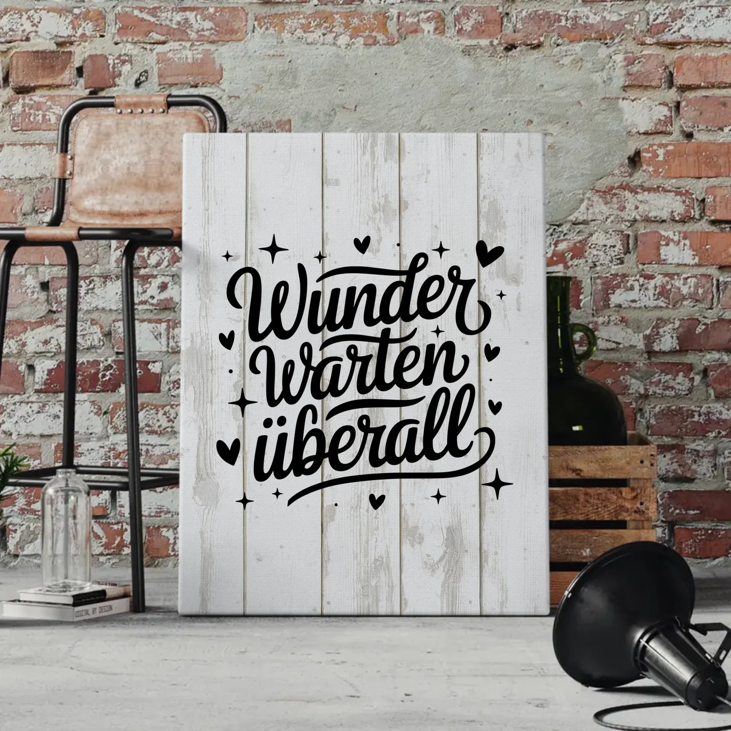 Personalisierte Sprüche Leinwand Wunder warten überall Geschenk