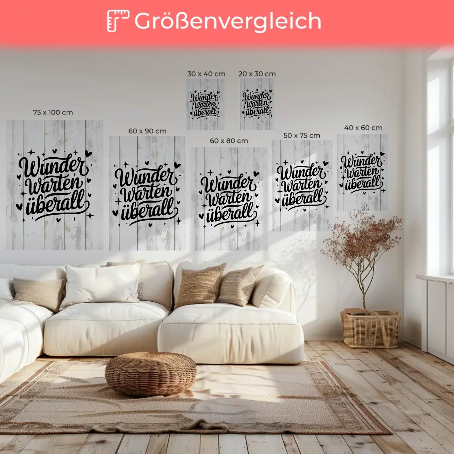 Personalisierte Sprüche Leinwand Wunder warten überall Geschenk