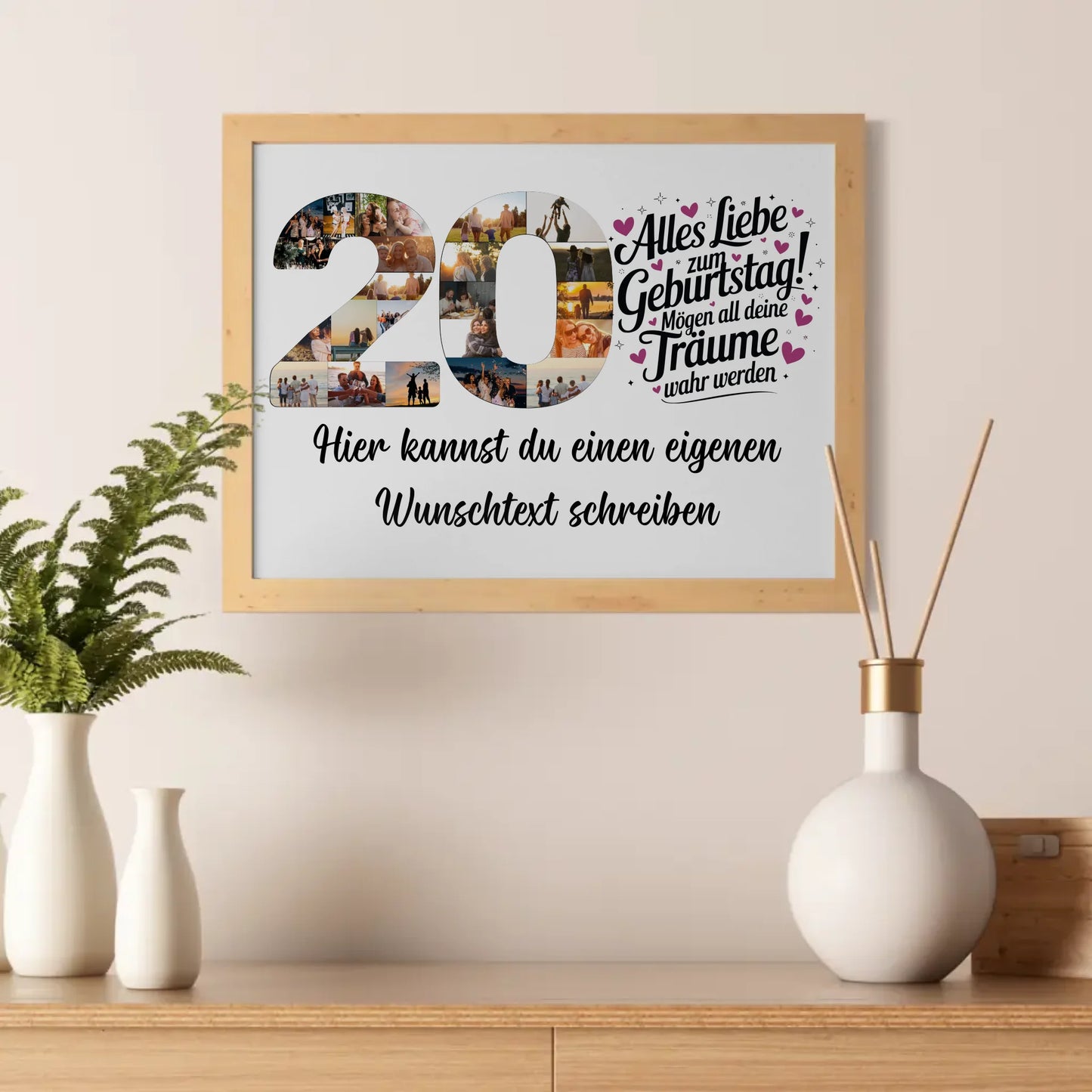 Personalisiertes Poster Wunschtext 20 Geburtstag Deine Träume