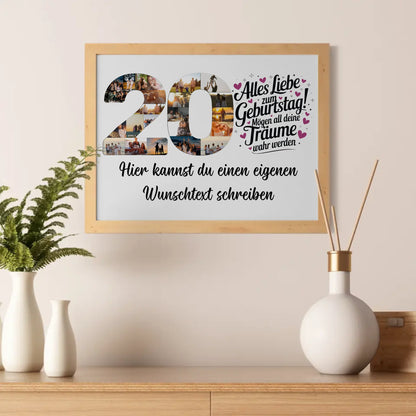 Personalisiertes Poster Wunschtext 20 Geburtstag Deine Träume