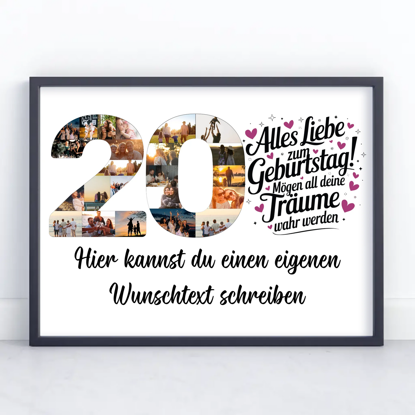 Personalisiertes Poster Wunschtext 20 Geburtstag Deine Träume