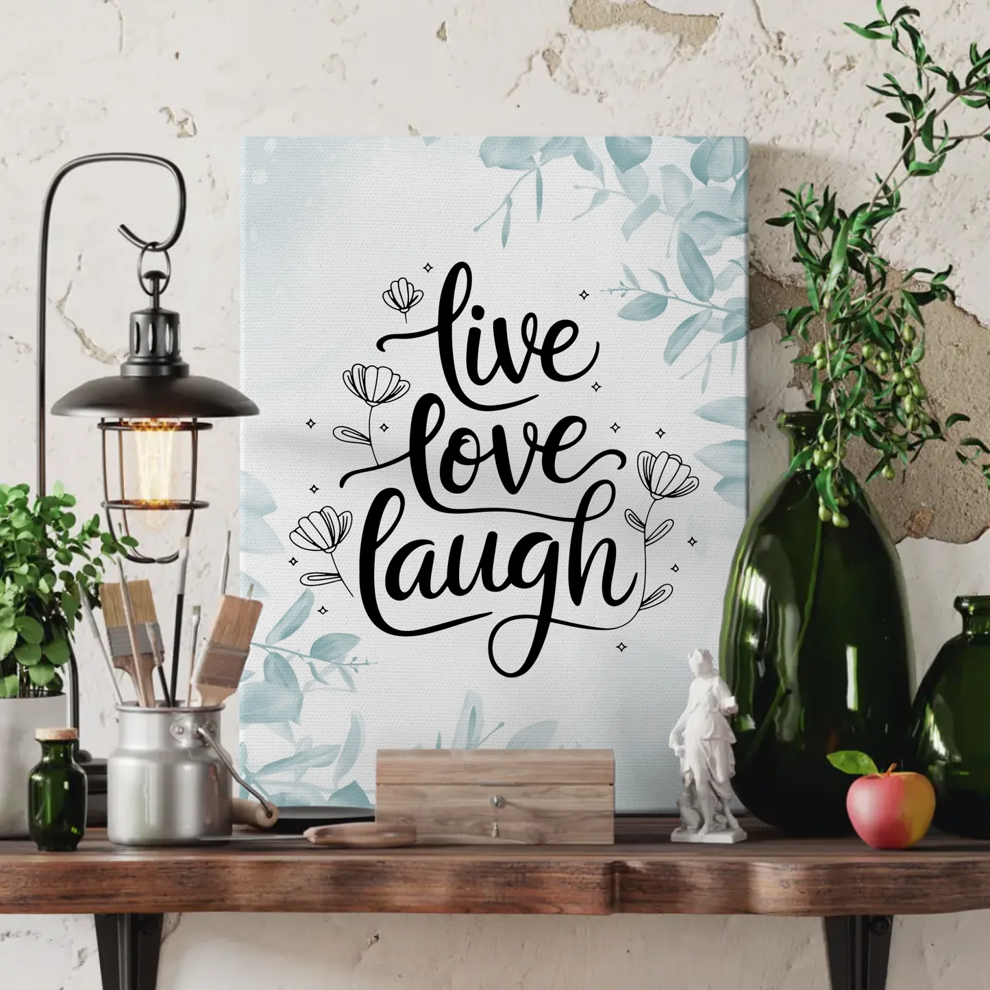 Personalisierte Sprüche Leinwand Live Love Laugh Geschenk