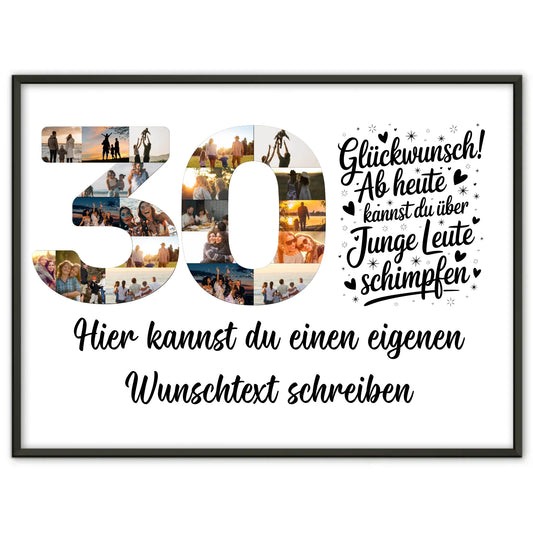 Personalisiertes Poster mit Wunschtext zum 30 Geburtstag Junge Leute