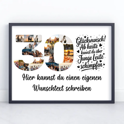 Personalisiertes Poster mit Wunschtext zum 30 Geburtstag Junge Leute