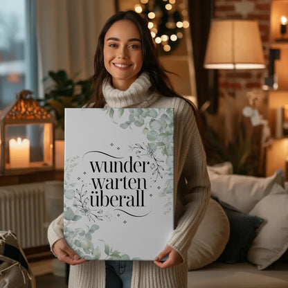 Wunder warten überall Spruch Leinwand personalisiert Geschenk