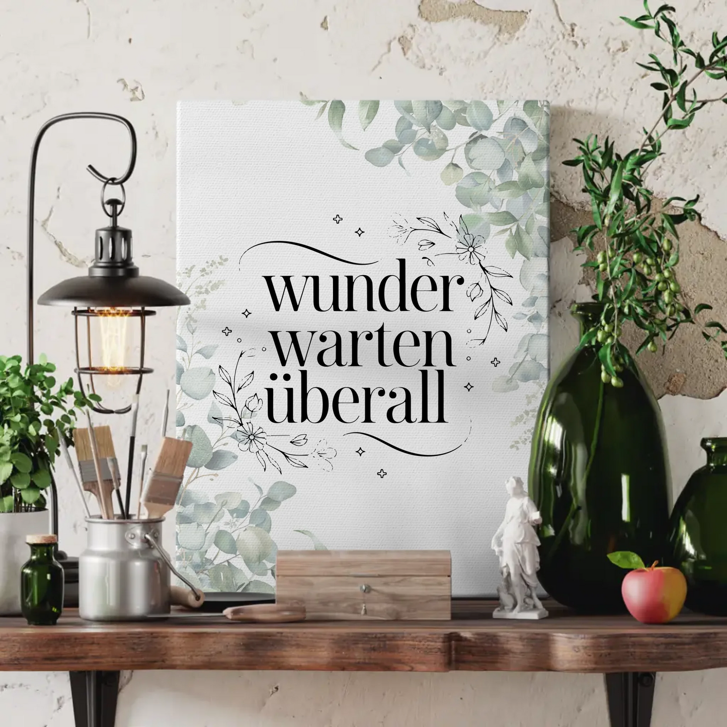 Wunder warten überall Spruch Leinwand personalisiert Geschenk