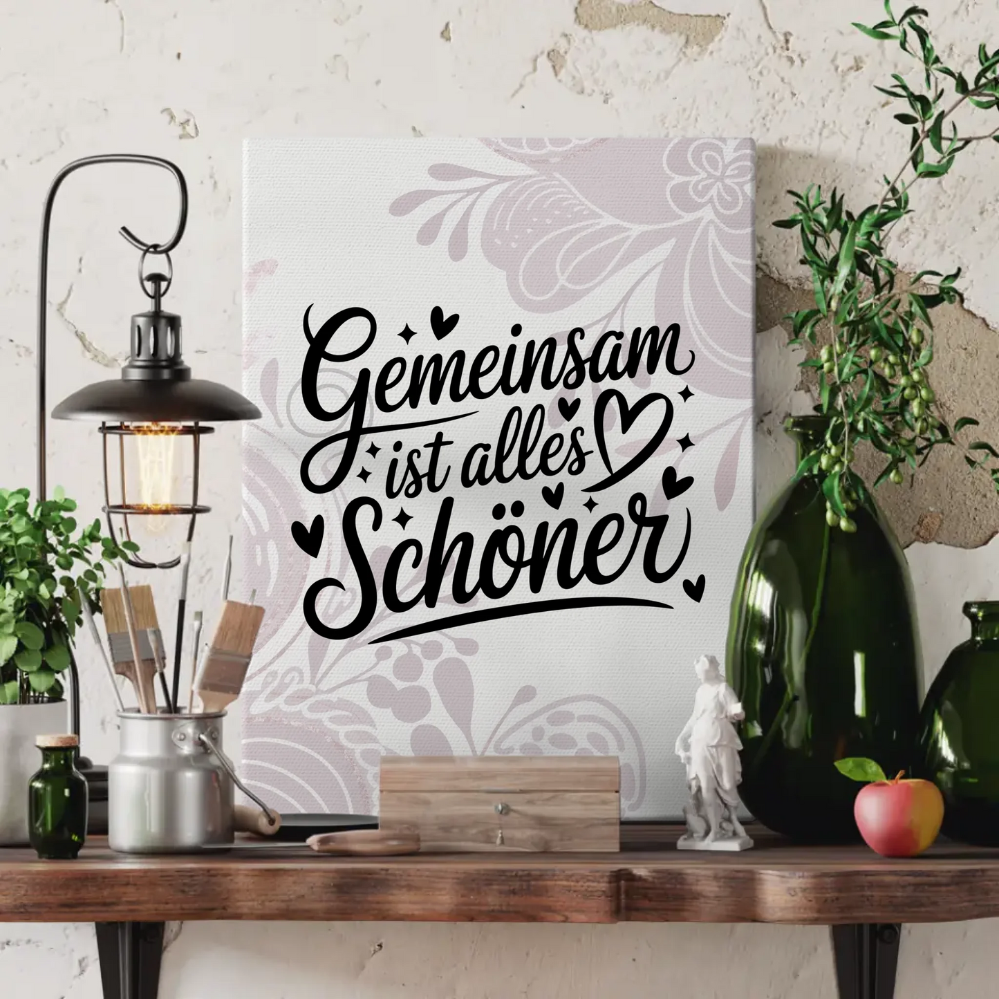 Sprüche Leinwand Gemeinsam ist alles schöner für Persönliche Geschenke