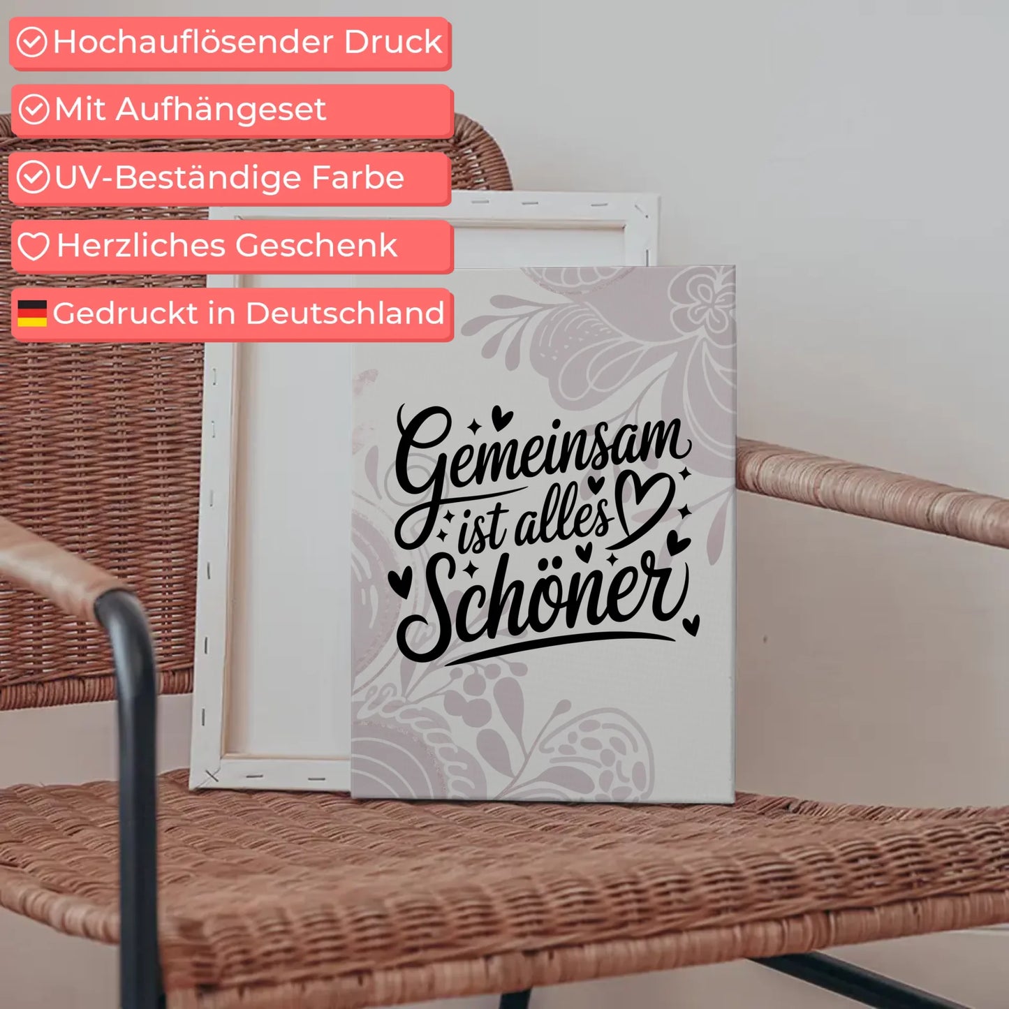 Sprüche Leinwand Gemeinsam ist alles schöner für Persönliche Geschenke