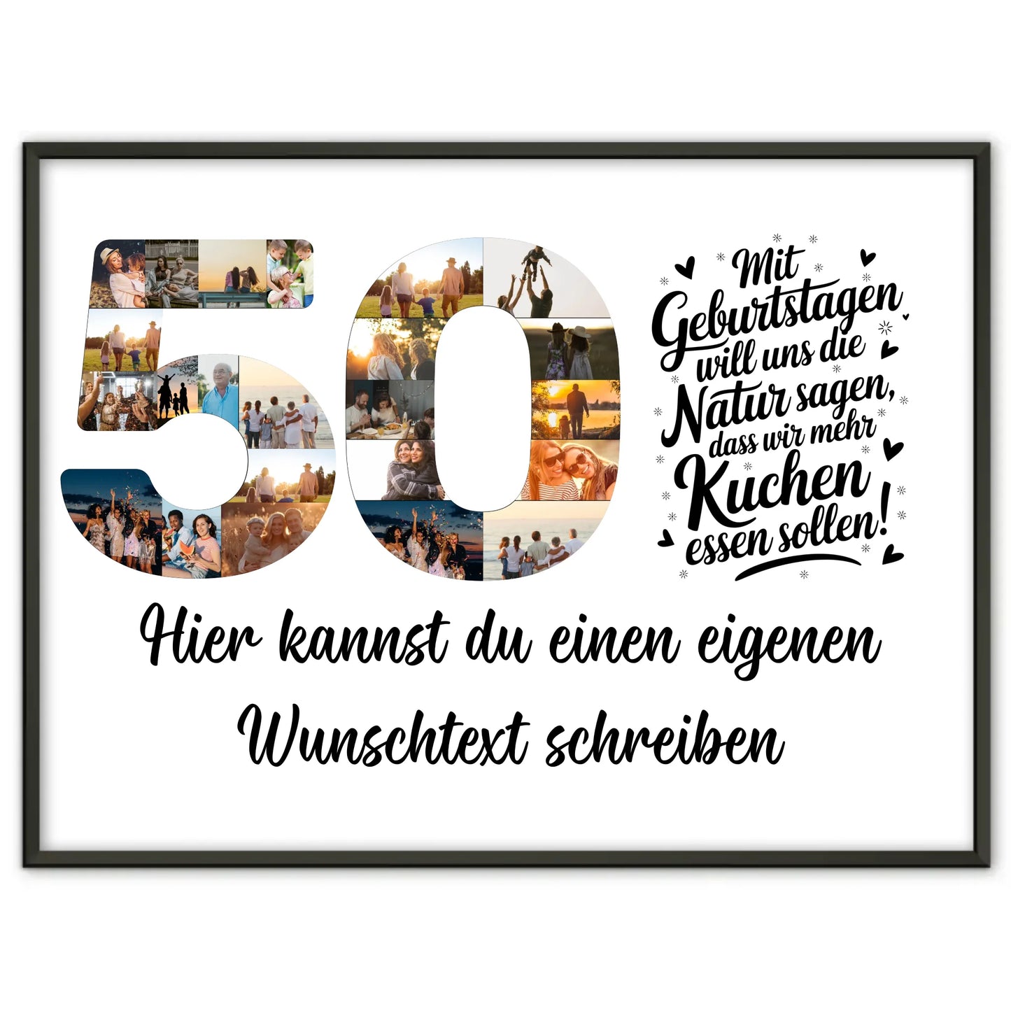 Personalisiertes Poster Wunschtext 50 Geburtstag Mehr Kuchen